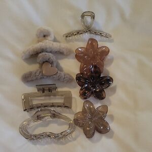 Elegant Brown and Clear Hair Clips Set